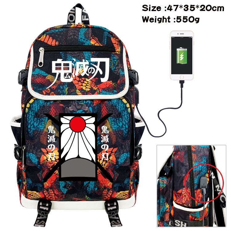 Demon Slayer Kimets Camouflage Waterproof Canvas Flip Backpack Student School Bag 47X35X20CM