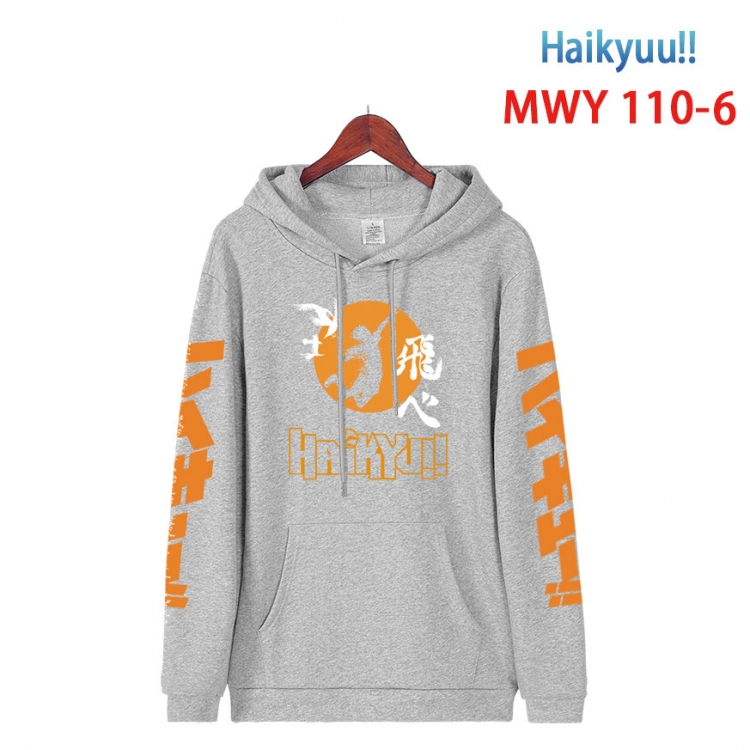 Haikyuu!! Cartoon Sleeve Hooded Patch Pocket Cotton Sweatshirt from S to 4XL MWY 110 6