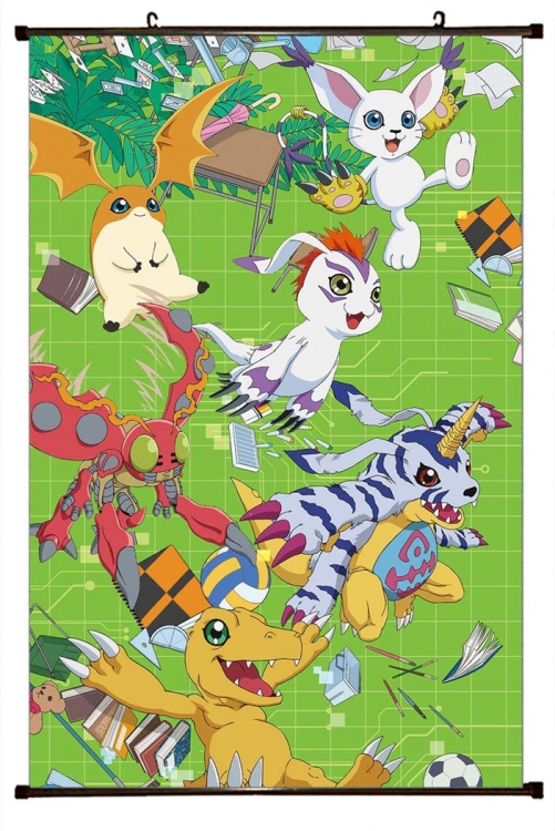 Digimon Anime black Plastic rod Cloth painting Wall Scroll 60X90CM S2-3
