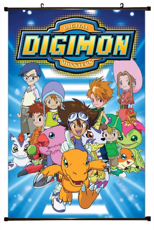 Digimon Anime black Plastic rod Cloth painting Wall Scroll 60X90CM S2-35