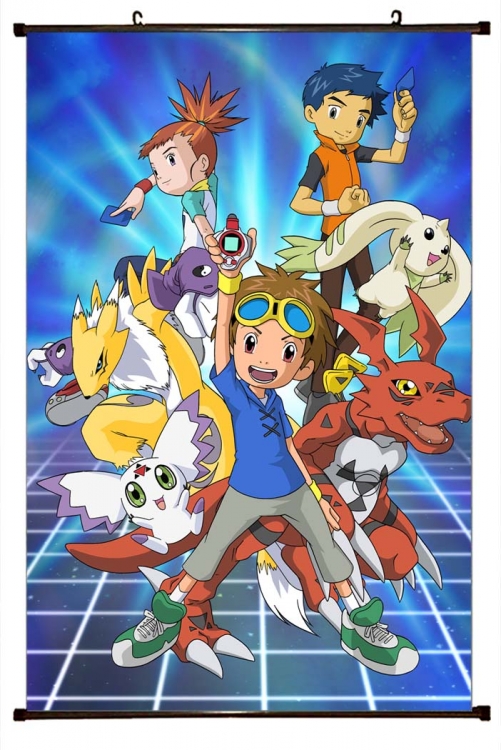Digimon Anime black Plastic rod Cloth painting Wall Scroll 60X90CM S2-19