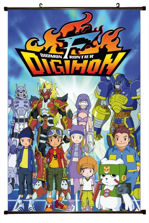 Digimon Anime black Plastic rod Cloth painting Wall Scroll 60X90CM S2-40