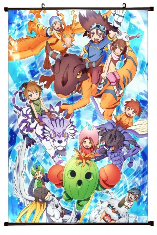 Digimon Anime black Plastic rod Cloth painting Wall Scroll 60X90CM S2-6