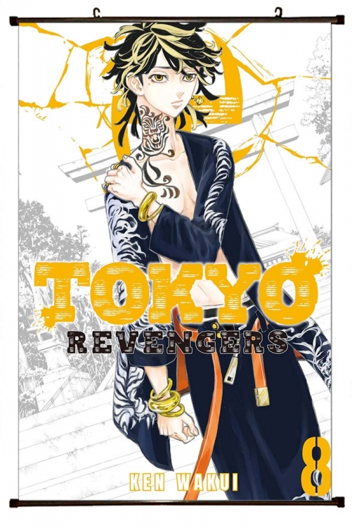 Tokyo Revengers  Anime black Plastic rod Cloth painting Wall Scroll 60X90CM  D2-8