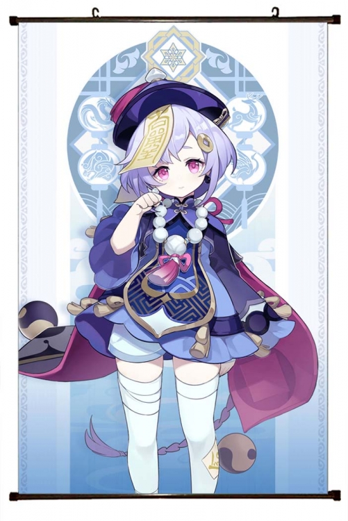 Genshin Impact Anime black Plastic rod Cloth painting Wall Scroll 60X90CM Y1-66