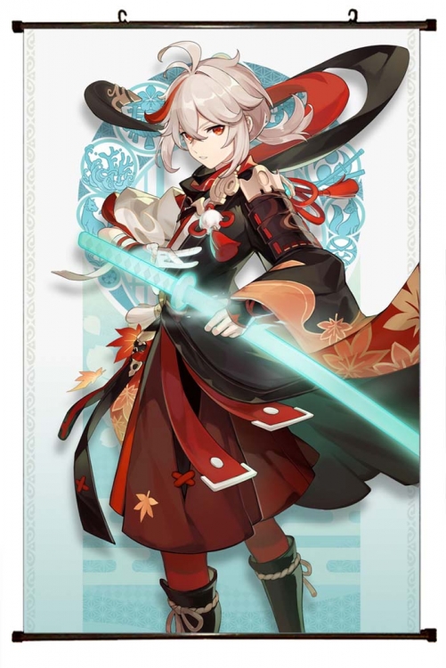 Genshin Impact Anime black Plastic rod Cloth painting Wall Scroll 60X90CM Y1-109