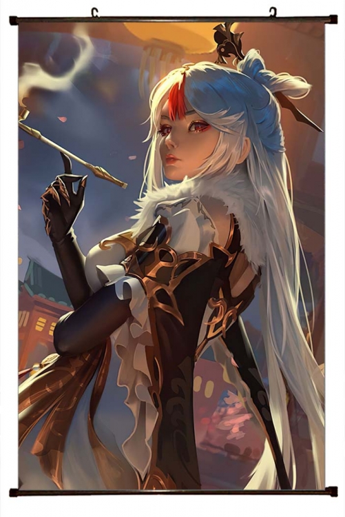 Genshin Impact  Anime black Plastic rod Cloth painting Wall Scroll 60X90CM Y1-160