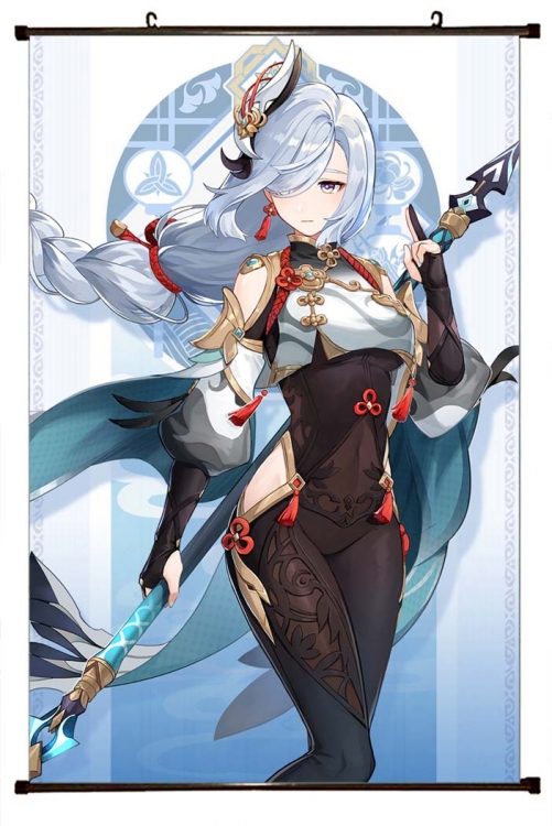Genshin Impact  Anime black Plastic rod Cloth painting Wall Scroll 60X90CM  Y1-192
