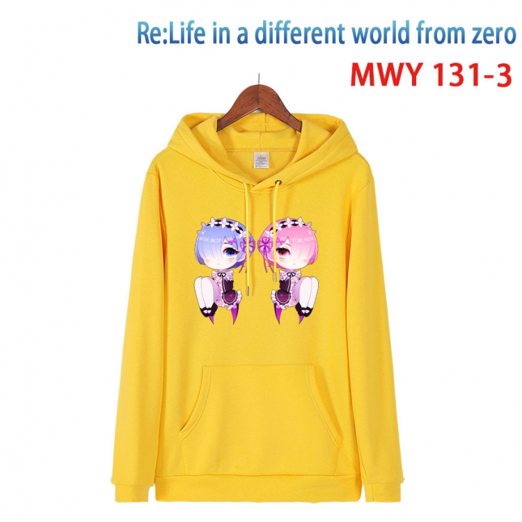 Re:Zero kara Hajimeru Isekai Seikatsu Cartoon hooded patch pocket cotton sweatshirt from S to 4XL MWY-131-3