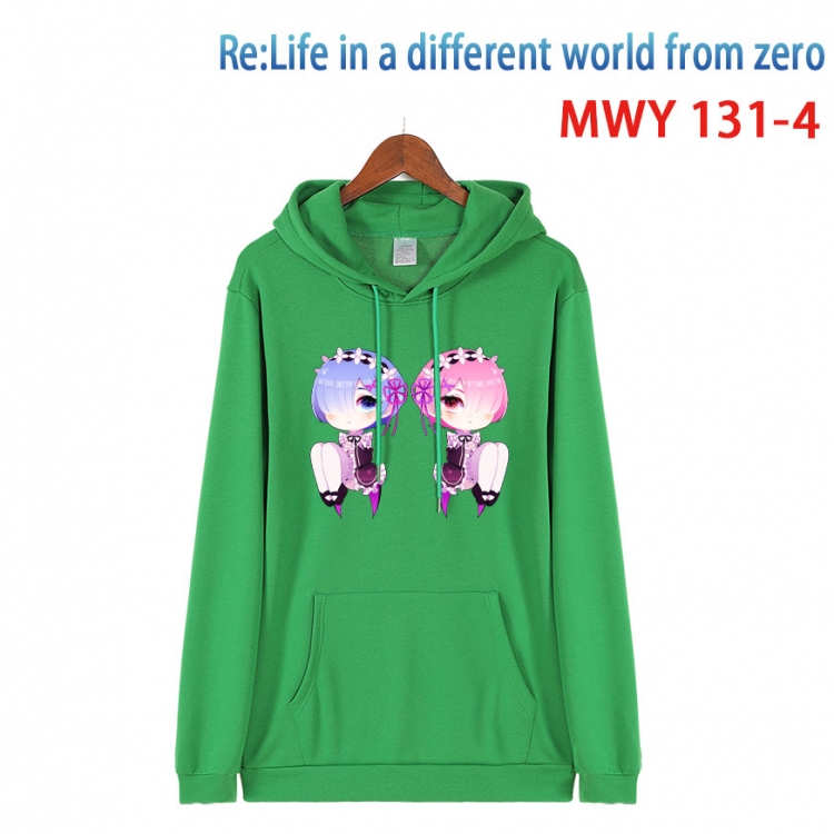 Re:Zero kara Hajimeru Isekai Seikatsu Cartoon hooded patch pocket cotton sweatshirt from S to 4XL  MWY-131-4
