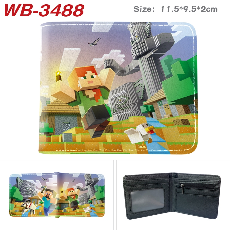 Minecraft Game Anime color book two-fold leather wallet 11.5X9.5X2CM  WB-3488A