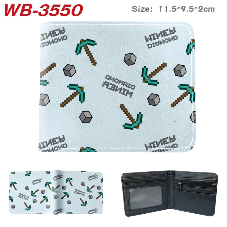 Minecraft Game Anime color book two-fold leather wallet 11.5X9.5X2CM  WB-3550A