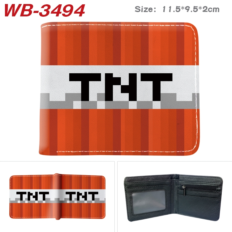 Minecraft Game Anime color book two-fold leather wallet 11.5X9.5X2CM  WB-3494A
