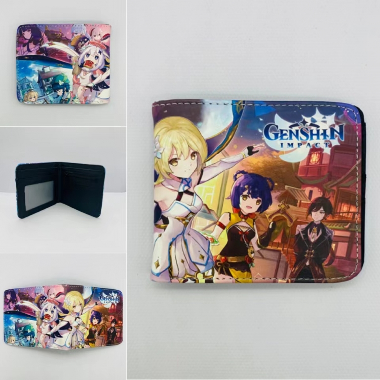 Genshin Impact Full color Two fold short card case wallet 11X9.5CM 60G
