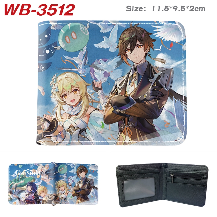 Genshin Impact Anime color book two-fold leather wallet 11.5X9.5X2CM  WB-3512A