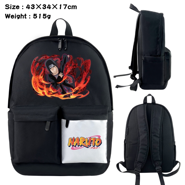 Naruto Anime black and white double waterproof nylon backpack 43X34X17CM