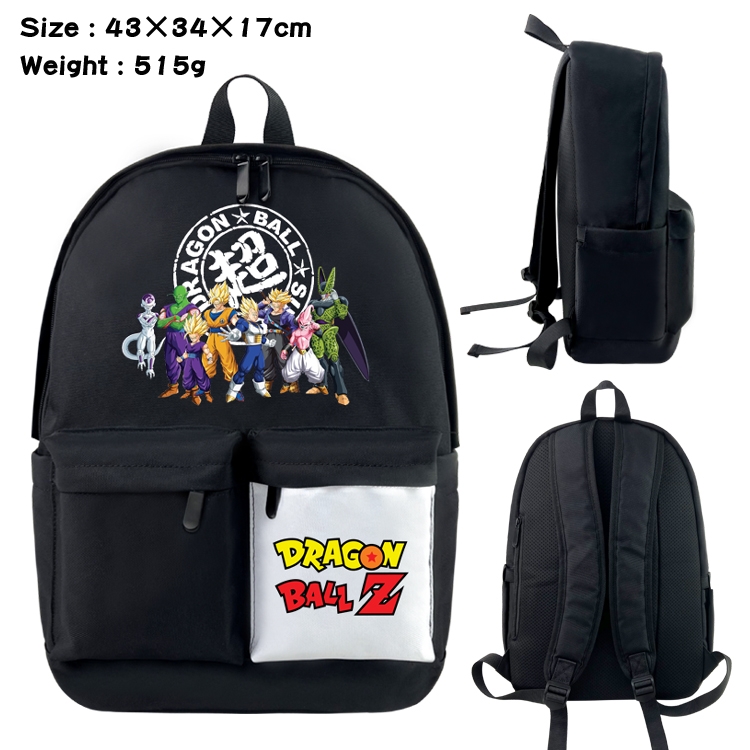DRAGON BALL Anime black and white double waterproof nylon backpack 43X34X17CM