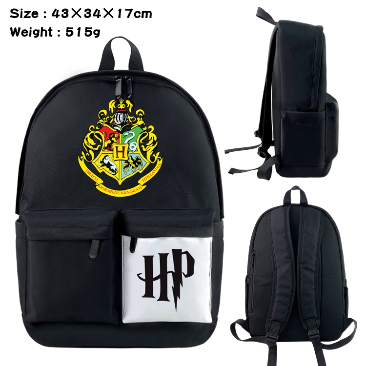 Harry Potter Anime black and white double waterproof nylon backpack 43X34X17CM