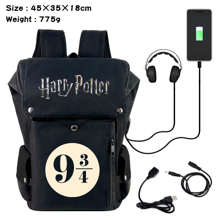 Harry Potter Flip Data USB Backpack Printed Student Backpack 45X35X18CM