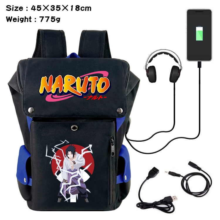Naruto Flip Data USB Backpack Printed Student Backpack 45X35X18CM