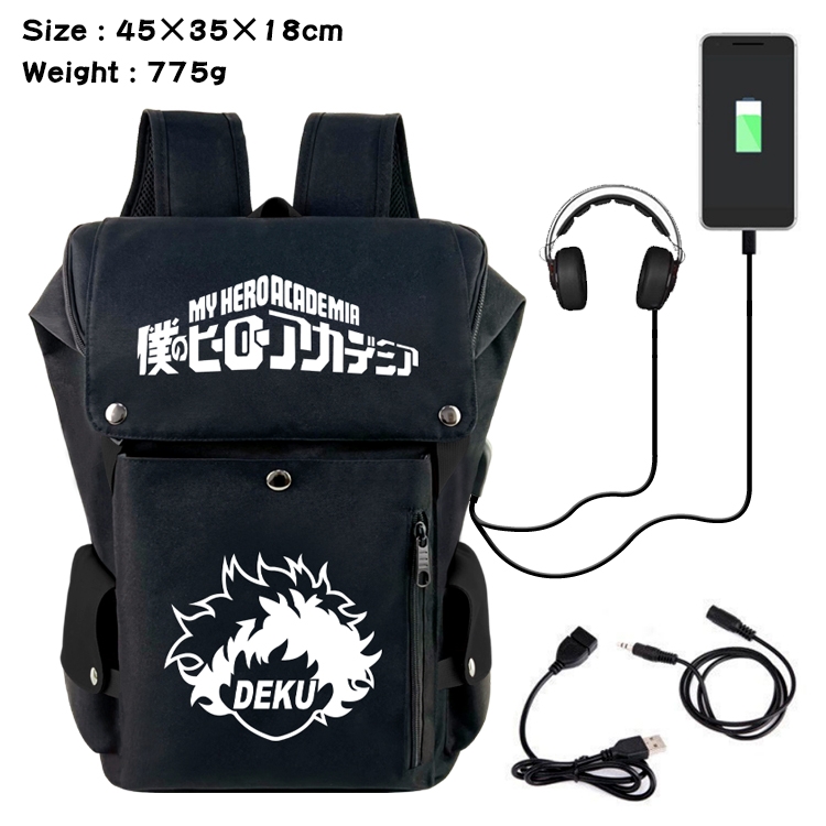 My Hero Academia Flip Data USB Backpack Printed Student Backpack 45X35X18CM