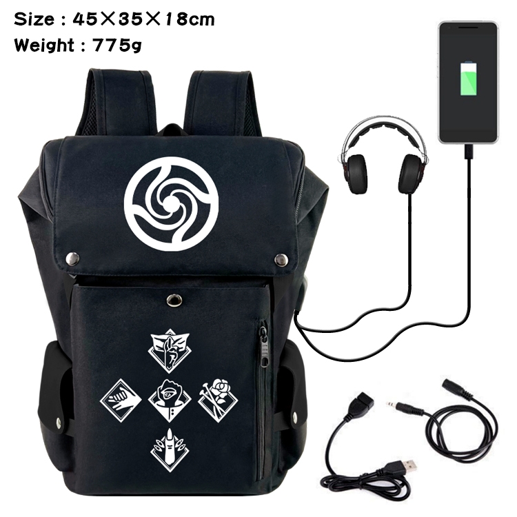 Jujutsu Kaisen Flip Data USB Backpack Printed Student Backpack 45X35X18CM