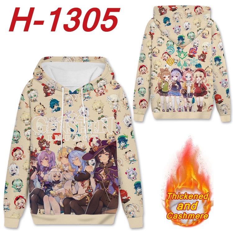 Genshin Impact  Anime plus velvet padded pullover hooded sweater  from S to 4XL H-1305