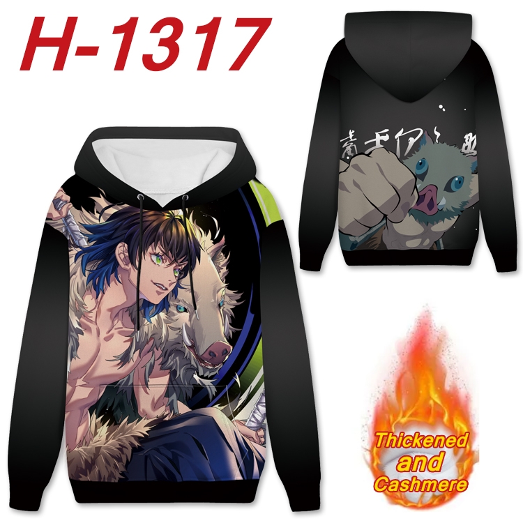 Demon Slayer Kimets  Anime plus velvet padded pullover hooded sweater  from S to 4XL H-1317