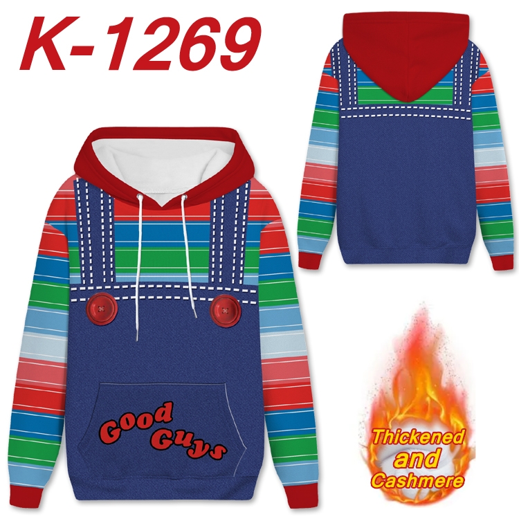 Chucky Anime plus velvet padded pullover hooded sweater from S to 4XL  H-1269