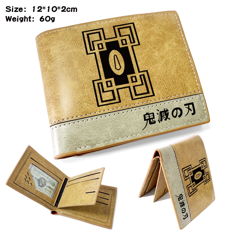 Demon Slayer Kimets Anime high quality PU two fold embossed wallet 12X10X2CM 60G