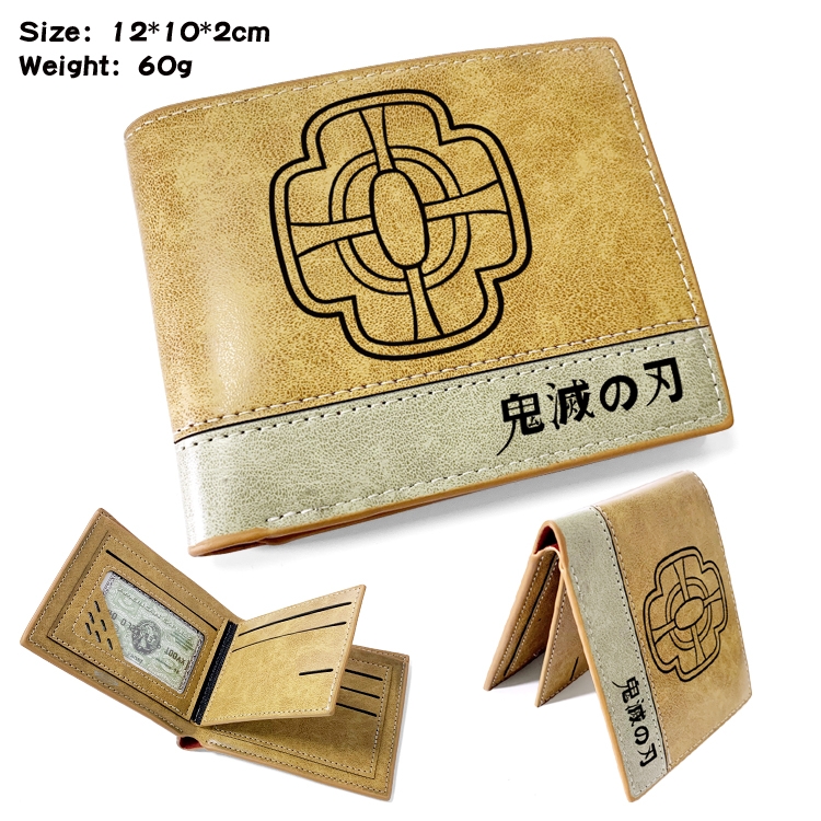 Demon Slayer Kimets Anime high quality PU two fold embossed wallet 12X10X2CM 60G