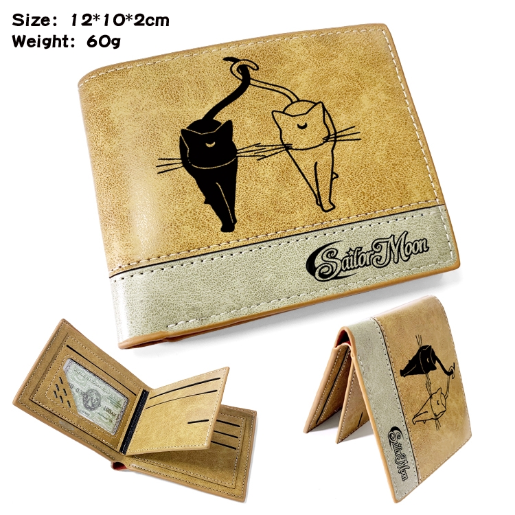 sailormoon Anime high quality PU two fold embossed wallet 12X10X2CM 60G