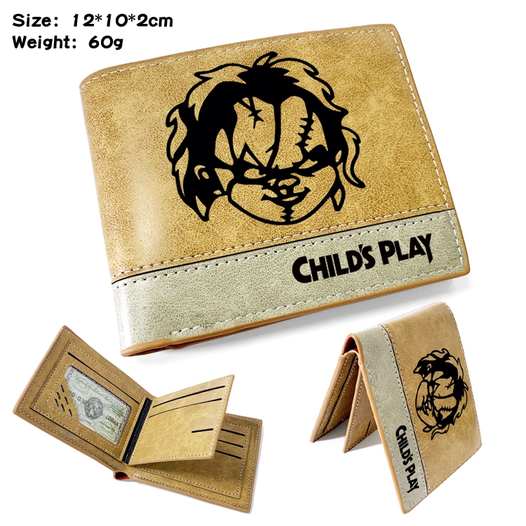 Chucky Anime high quality PU two fold embossed wallet 12X10X2CM 60G