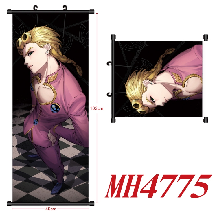 JoJos Bizarre Adventure Anime black Plastic rod Cloth painting Wall Scroll 40X102CM  MH4775