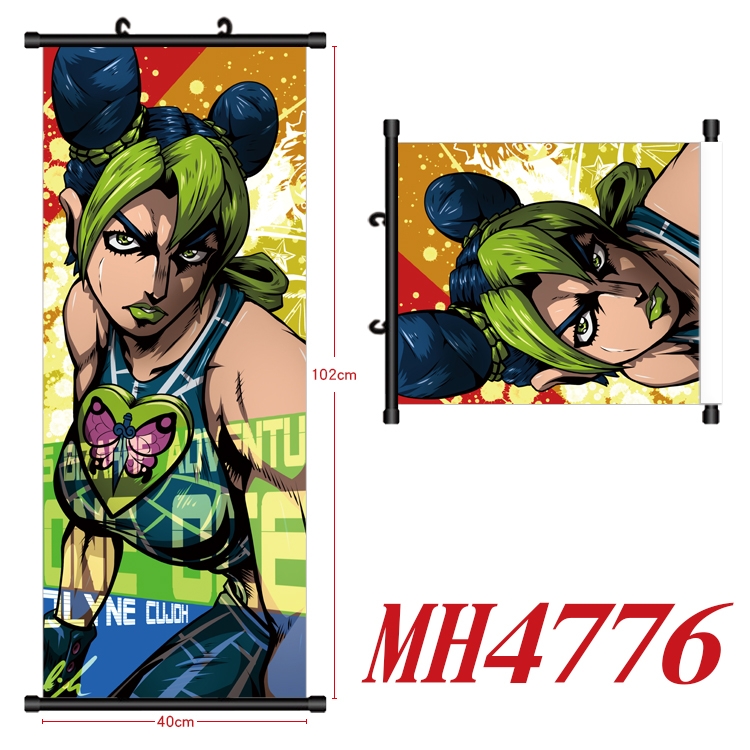 JoJos Bizarre Adventure Anime black Plastic rod Cloth painting Wall Scroll 40X102CM  MH4776