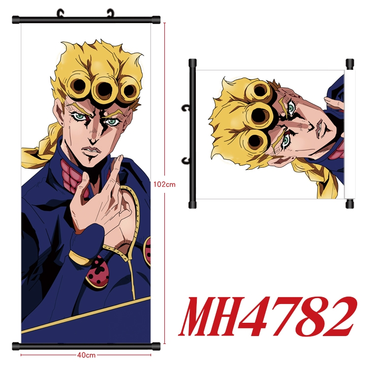 JoJos Bizarre Adventure Anime black Plastic rod Cloth painting Wall Scroll 40X102CM  MH4782