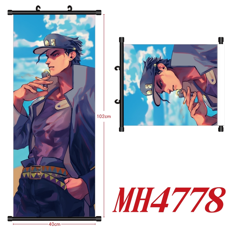 JoJos Bizarre Adventure Anime black Plastic rod Cloth painting Wall Scroll 40X102CM  MH4778