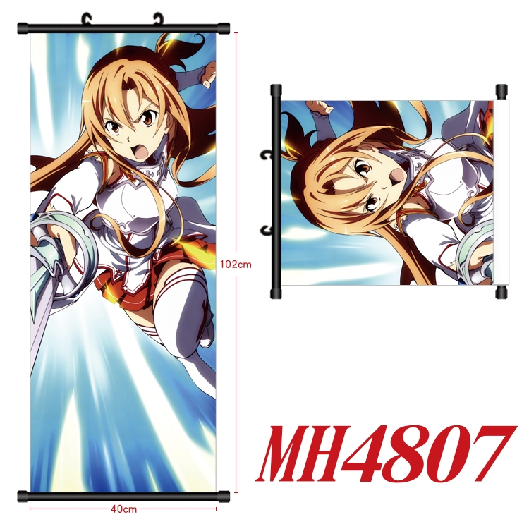 Sword Art Online Anime black Plastic rod Cloth painting Wall Scroll 40X102CM  MH4807