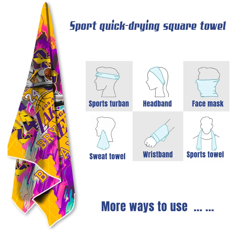 KObe sports towel sweat-absorbent towel turban 58X58CM  price for 2 pcs