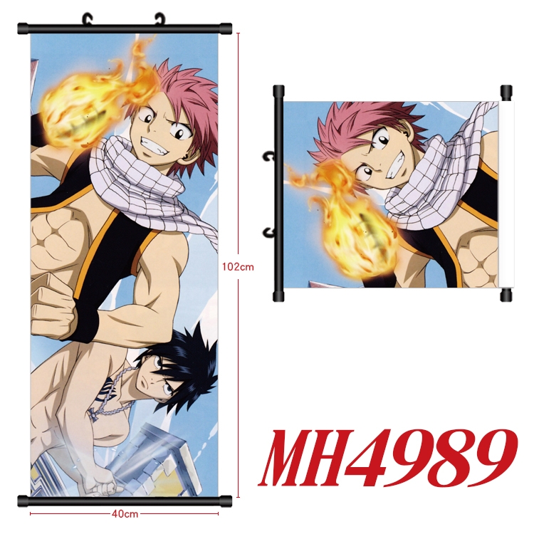 Fairy tail Anime black Plastic rod Cloth painting Wall Scroll 40X102CM  MH4989