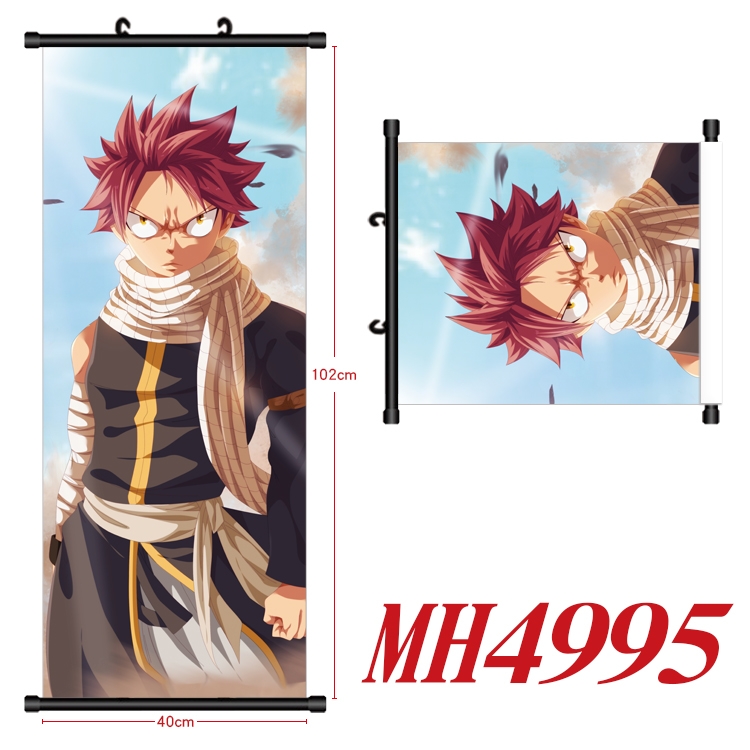 Fairy tail Anime black Plastic rod Cloth painting Wall Scroll 40X102CM  MH4995