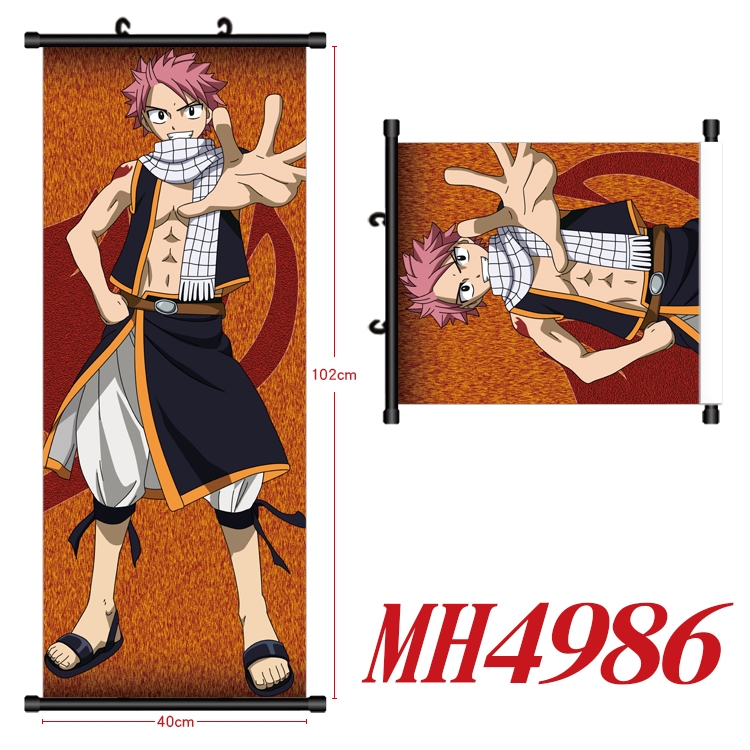 Fairy tail Anime black Plastic rod Cloth painting Wall Scroll 40X102CM  MH4986