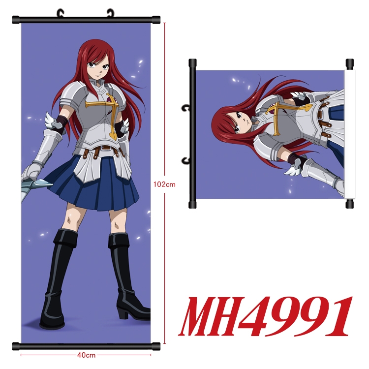 Fairy tail Anime black Plastic rod Cloth painting Wall Scroll 40X102CM  MH4991
