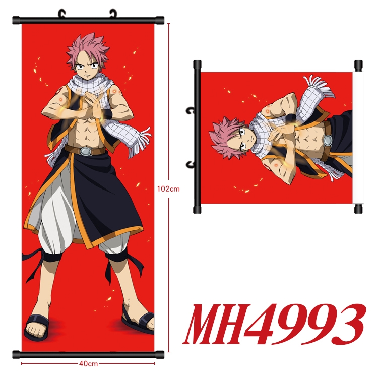 Fairy tail Anime black Plastic rod Cloth painting Wall Scroll 40X102CM  MH4993