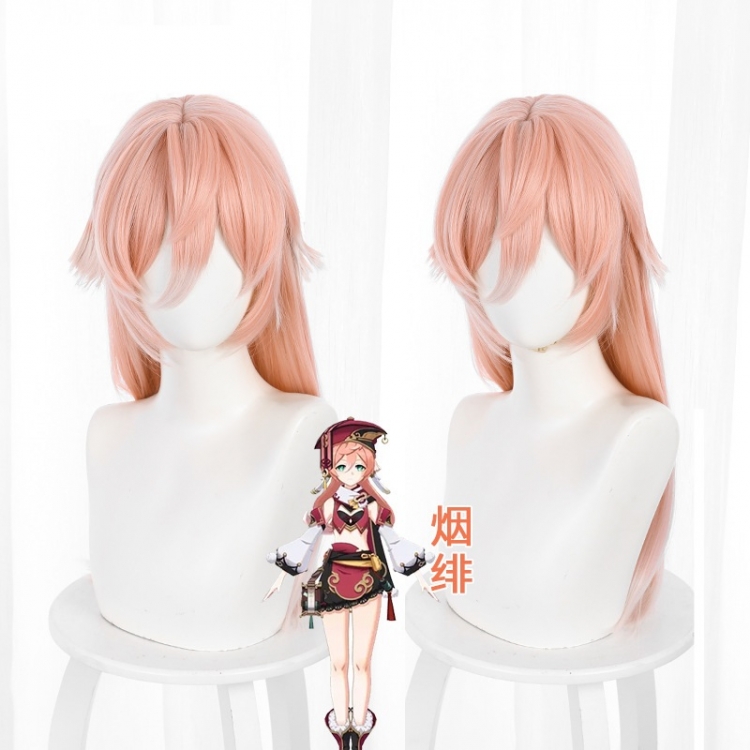 Genshin Impact Yellow Pink Highlight Gradient Pink Medium Long Hair Cos Wig 503K