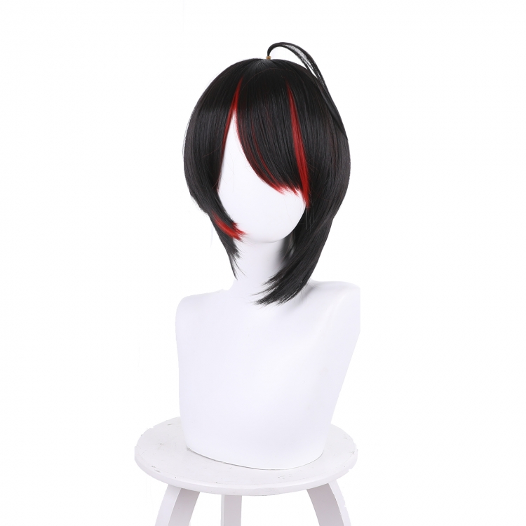 Arknights Black highlights red short hair cosplay game wig