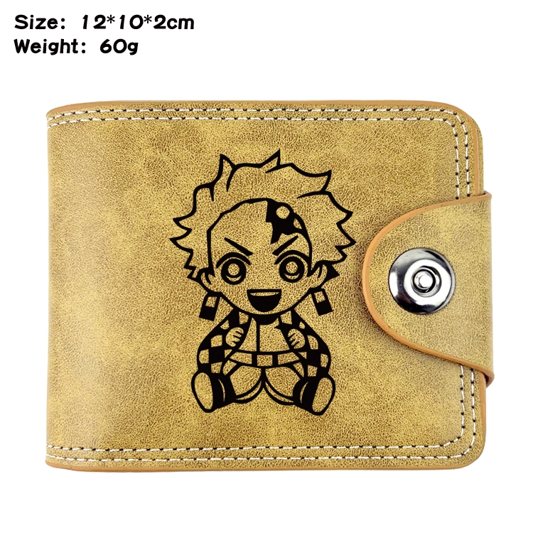 Demon Slayer KimetsAnime high quality PU two fold embossed wallet 12X10X2CM 60G  4A