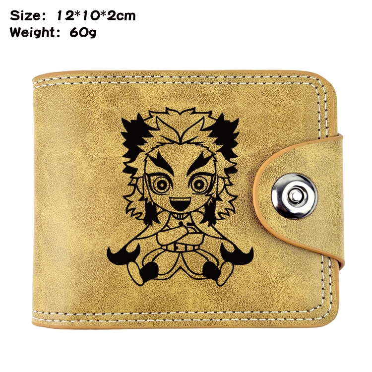 Demon Slayer KimetsAnime high quality PU two fold embossed wallet 12X10X2CM 60G 7A