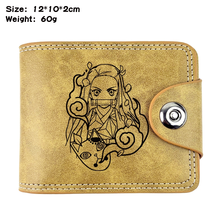 Demon Slayer KimetsAnime high quality PU two fold embossed wallet 12X10X2CM 60G  19A
