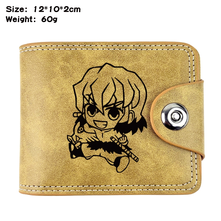 Demon Slayer KimetsAnime high quality PU two fold embossed wallet 12X10X2CM 60G  8A
